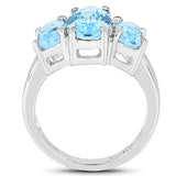 7.77 Carat Genuine Blue Topaz .925 Sterling Silver Ring