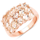 14K Rose Gold Plated 3.30 Carat Genuine Morganite .925 Sterling Silver Ring
