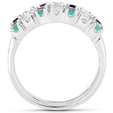 1.44 Carat Genuine Multi Stones .925 Sterling Silver Ring