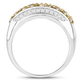 1.91 Carat Genuine Yellow Diamond and White Diamond .925 Sterling Silver Ring