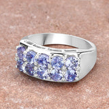 1.90 Carat Genuine Tanzanite .925 Sterling Silver Ring