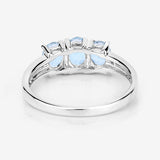 0.95 Carat Genuine Aquamarine and White Diamond .925 Sterling Silver Ring