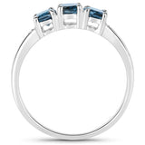 1.35 Carat Genuine London Blue Topaz and White Diamond .925 Sterling Silver Ring