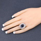 10.64 Carat Dyed Sapphire and White Topaz .925 Sterling Silver Ring