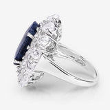 10.64 Carat Dyed Sapphire and White Topaz .925 Sterling Silver Ring
