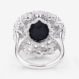 10.64 Carat Dyed Sapphire and White Topaz .925 Sterling Silver Ring