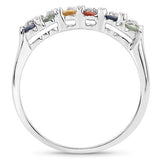 3.61 Carat Genuine Multi Sapphire .925 Sterling Silver Ring