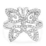 0.58 Carat Genuine White Diamond .925 Sterling Silver Ring