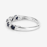 0.64 Carat Genuine Blue Sapphire and White Topaz .925 Sterling Silver Ring