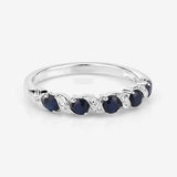 0.64 Carat Genuine Blue Sapphire and White Topaz .925 Sterling Silver Ring