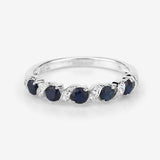 0.64 Carat Genuine Blue Sapphire and White Topaz .925 Sterling Silver Ring