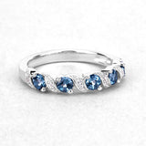 0.74 Carat Genuine London Blue Topaz and White Topaz .925 Sterling Silver Ring