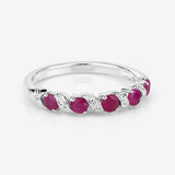0.69 Carat Genuine Ruby and White Topaz .925 Sterling Silver Ring