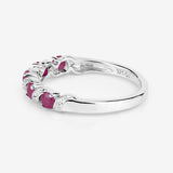0.69 Carat Genuine Ruby and White Topaz .925 Sterling Silver Ring