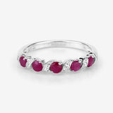 0.69 Carat Genuine Ruby and White Topaz .925 Sterling Silver Ring