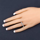 0.64 Carat Genuine Swiss Blue Topaz and White Topaz .925 Sterling Silver Ring