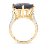 8.39 Carat Dyed Sapphire and White Topaz .925 Sterling Silver Ring