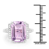 6.33 Carat Genuine Amethyst & White Topaz .925 Sterling Silver Ring