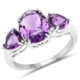 3.11 Carat Genuine Amethyst .925 Sterling Silver Ring