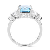 3.38 Carat Genuine Blue Topaz & White Topaz .925 Sterling Silver Ring