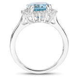 4.32 Carat Genuine Blue Topaz and White Zircon .925 Sterling Silver Ring