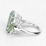11.90 Carat Genuine Green Amethyst and Peridot .925 Sterling Silver Ring