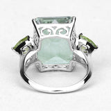11.90 Carat Genuine Green Amethyst and Peridot .925 Sterling Silver Ring