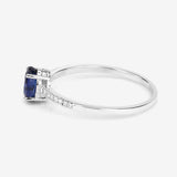 0.54 Carat Genuine Blue Sapphire and White Diamond 14K White Gold Ring