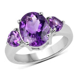 4.06 Carat Genuine Amethyst .925 Sterling Silver Ring
