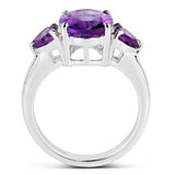 4.06 Carat Genuine Amethyst .925 Sterling Silver Ring
