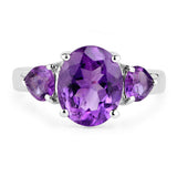 4.06 Carat Genuine Amethyst .925 Sterling Silver Ring
