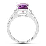 2.65 Carat Genuine  Amethyst and White Topaz .925 Sterling Silver Ring