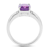1.85 Carat Genuine  Amethyst and White Topaz .925 Sterling Silver Ring