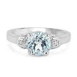 2.28 Carat Genuine Blue Topaz and White Topaz .925 Sterling Silver Ring