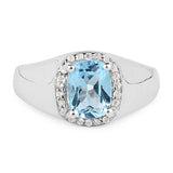 1.62 Carat Genuine Blue Topaz and White Topaz .925 Sterling Silver Ring