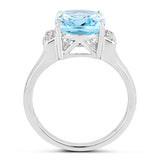 4.28 Carat Genuine Blue Topaz and White Topaz .925 Sterling Silver Ring