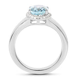 2.63 Carat Genuine  Blue Topaz and White Topaz .925 Sterling Silver Ring