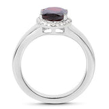 2.63 Carat Genuine  Garnet and White Topaz .925 Sterling Silver Ring