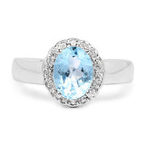 2.58 Carat Genuine  Blue Topaz and White Topaz .925 Sterling Silver Ring