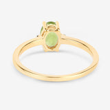 0.85 Carat Genuine Peridot and White Diamond 10K Yellow Gold Ring