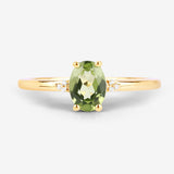 0.85 Carat Genuine Peridot and White Diamond 10K Yellow Gold Ring