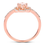 0.54 Carat Genuine Morganite and White Diamond 14K Rose Gold Ring