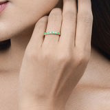 0.41 Carat Genuine Zambian Emerald and White Diamond 14K Yellow Gold Ring