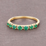 0.41 Carat Genuine Zambian Emerald and White Diamond 14K Yellow Gold Ring