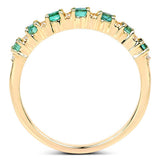 0.41 Carat Genuine Zambian Emerald and White Diamond 14K Yellow Gold Ring