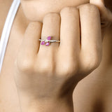 0.68 Carat Genuine Ruby and White Diamond 14K Yellow Gold Ring