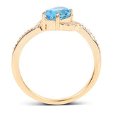 1.04 Carat Genuine Swiss Blue Topaz and White Diamond 14K Yellow Gold Ring