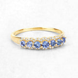 0.51 Carat Genuine Tanzanite and White Diamond 14K Yellow Gold Ring