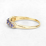 0.51 Carat Genuine Tanzanite and White Diamond 14K Yellow Gold Ring