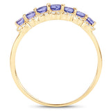 0.51 Carat Genuine Tanzanite and White Diamond 14K Yellow Gold Ring